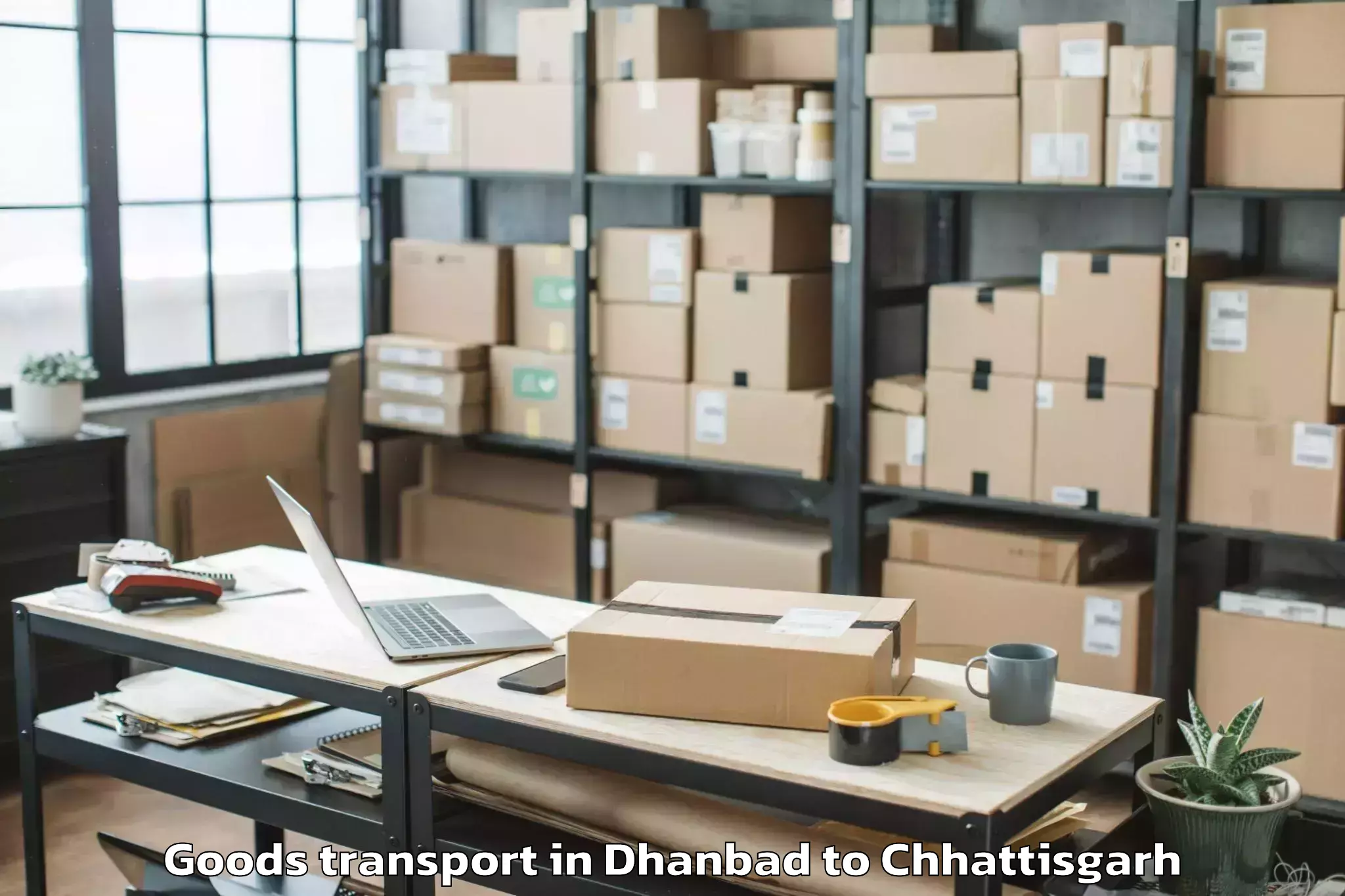 Book Dhanbad to Bhopalpattnam Goods Transport Online